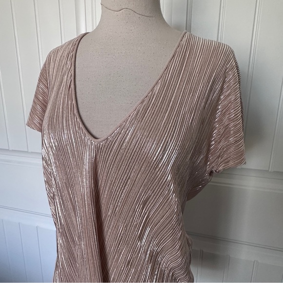 Zara Cream and Silver Pleated Top - Picture 2 of 5